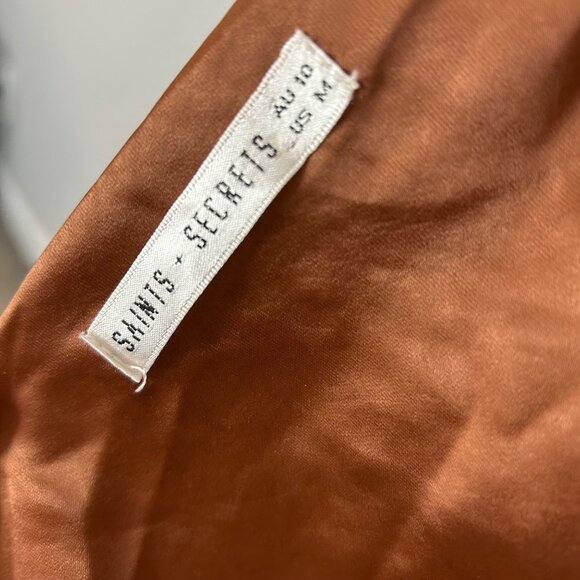 Saints + Secrets Brown Satin Cowl Neck Midi Dress Size Medium Women's - Picture 5 of 5